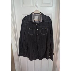 Most Official Seven Men's Button Down Long Sleeve Plaid Shirt Gray Black‎ Large